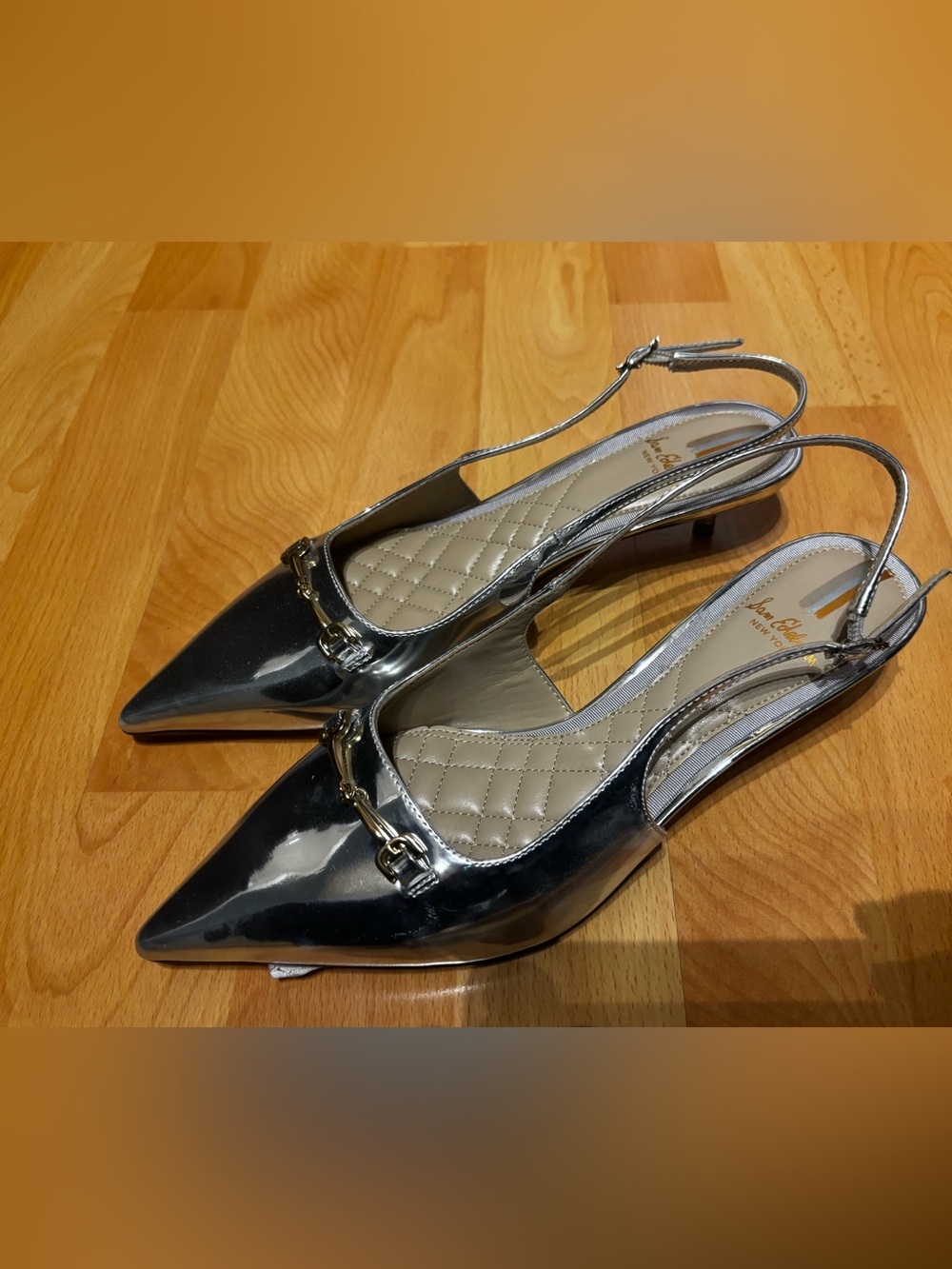 Sam Edelman Farrah Metallic Silver Slingback Pump kitten heel NEW - Picture 5 of 8